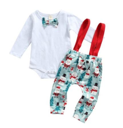 Boys Christmas Suspenders Set - Blue