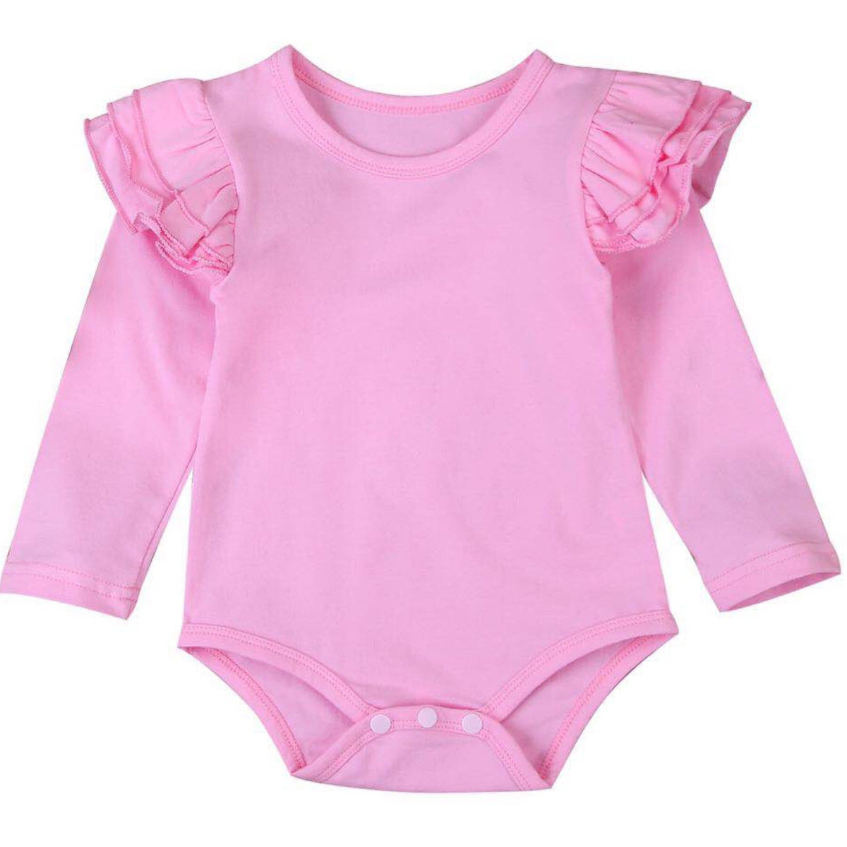 Pink Long Sleeve Flutter Bodysuit