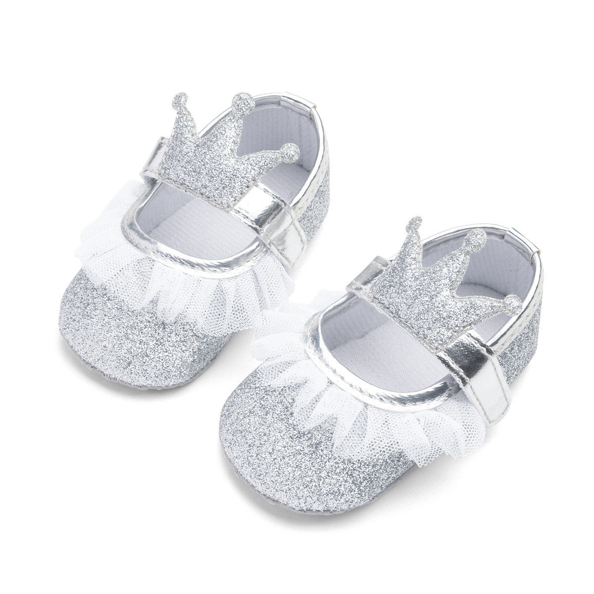 Silver Glitter Crown Shoes