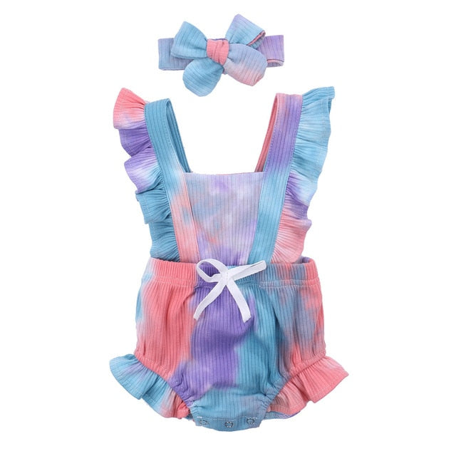 Multicoloured Flutter Romper + Headband