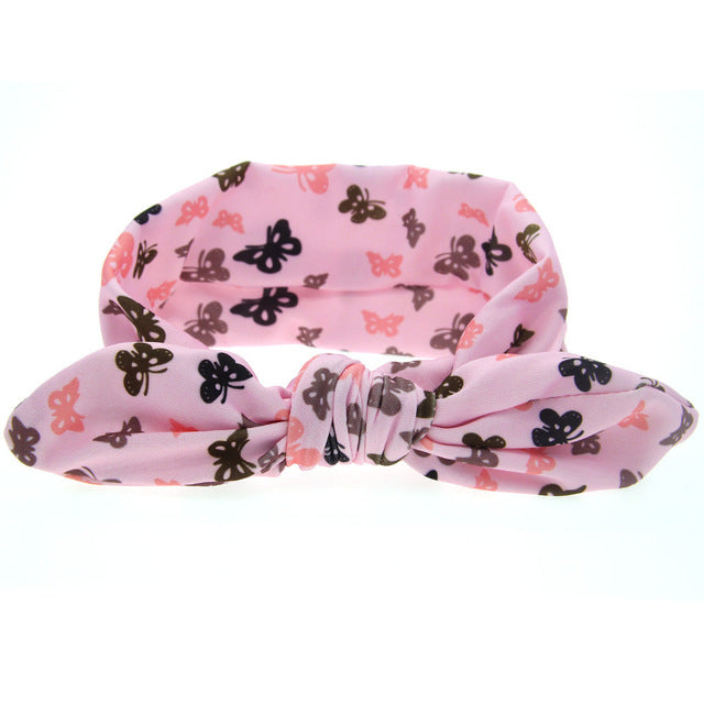 Pink Butterflies Bowknot Headband