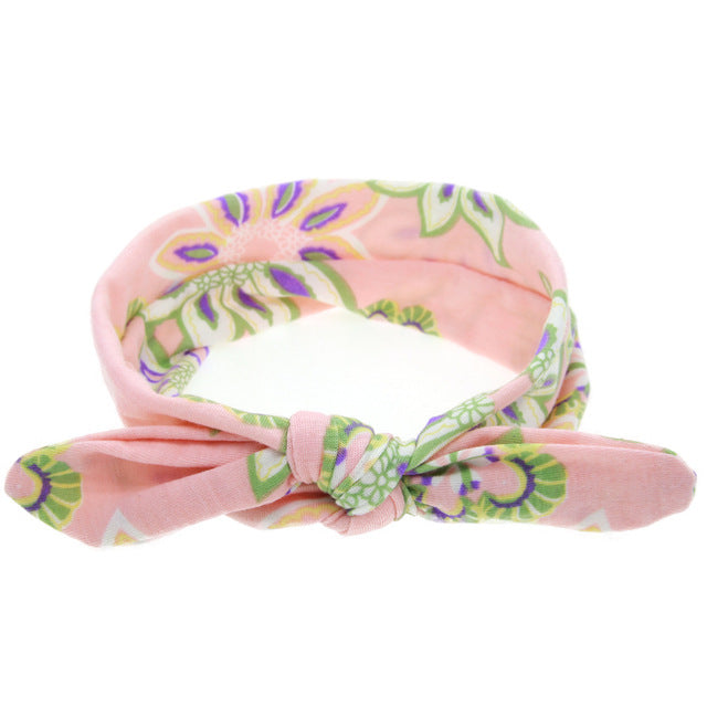 Pink Floral Bowknot Headband