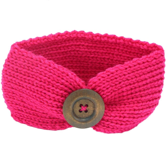 Red Knitted Button Headband