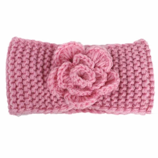Pink Knitted Flower Headband