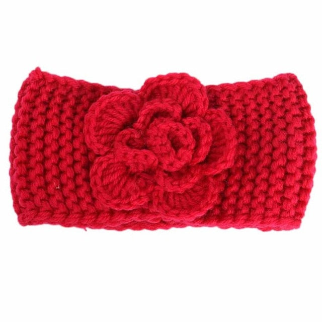 Red Knitted Flower Headband