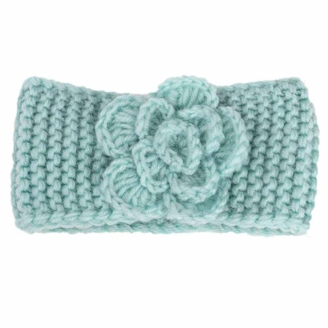 Green Knitted Flower Headband