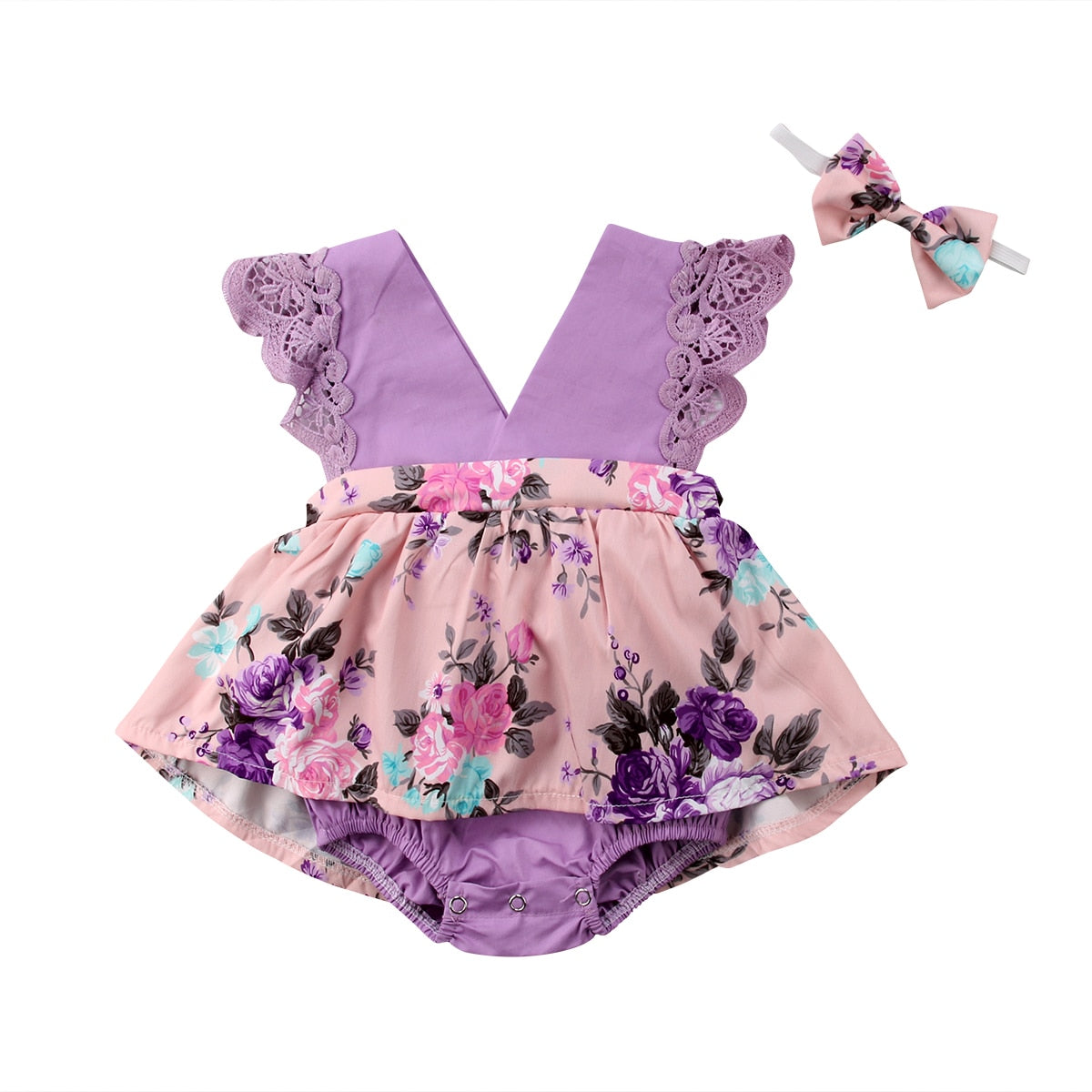 Purple Flutter Dress Romper
