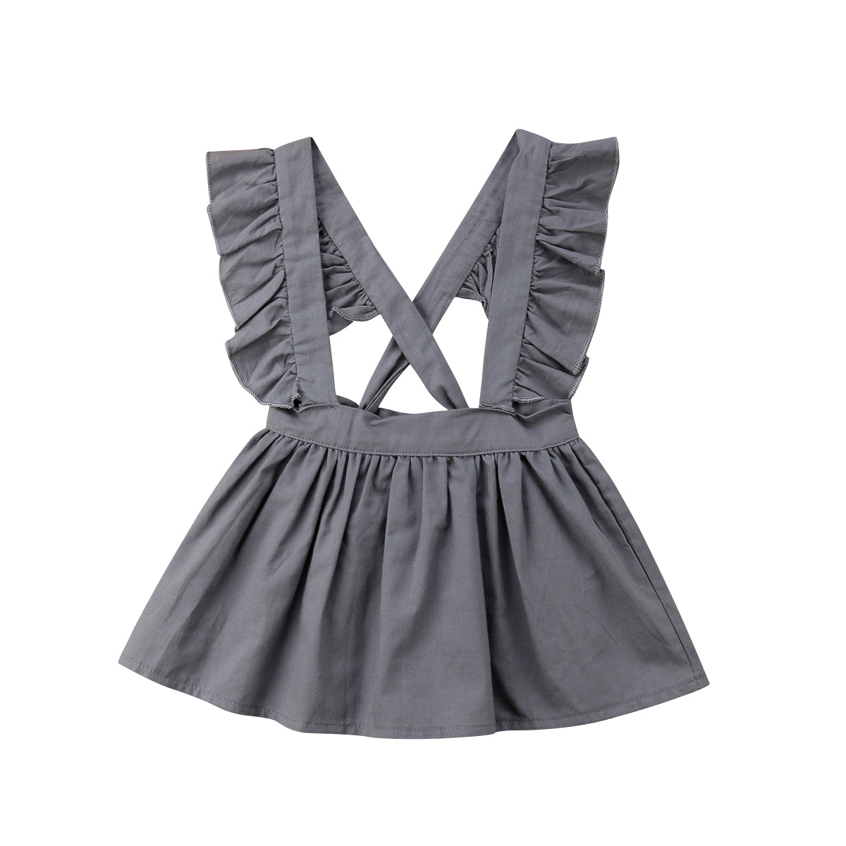 Gray Ruffle Suspender Skirt