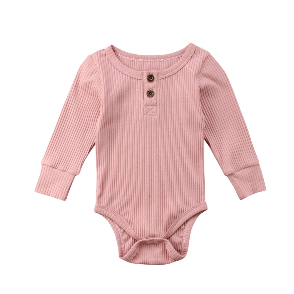 Pink Ribbed Long Sleeve Basic Bodysuit