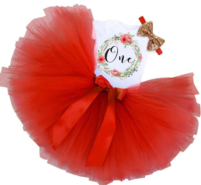 Red Flower Birthday Dress