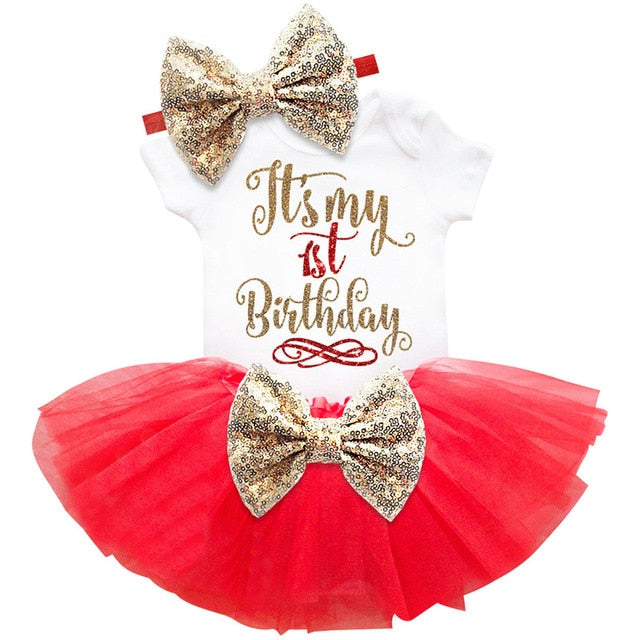 Red 1st Bow Birthday Dress