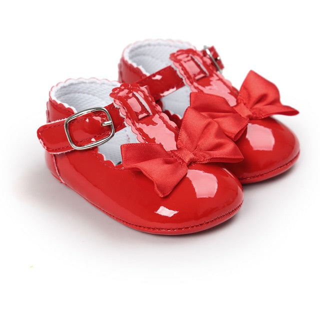 Red Bowknot Strap Moccasins